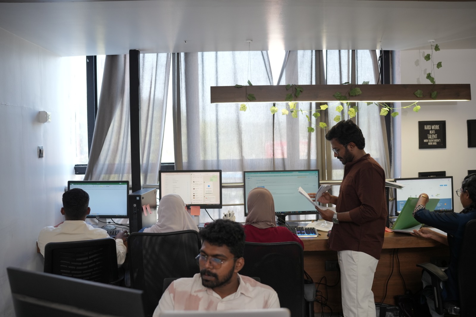 Pelago team collaborating at their Kozhikode office